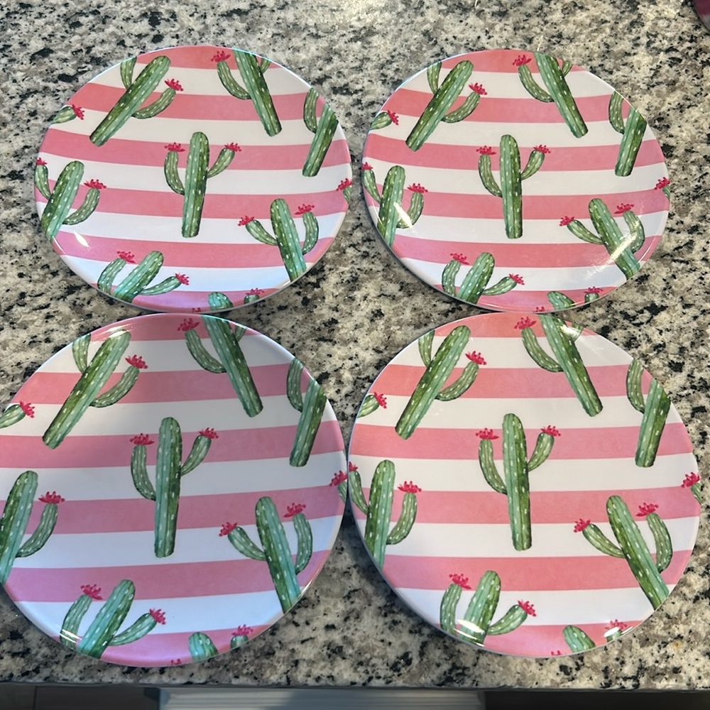 4 cactus dessert plates